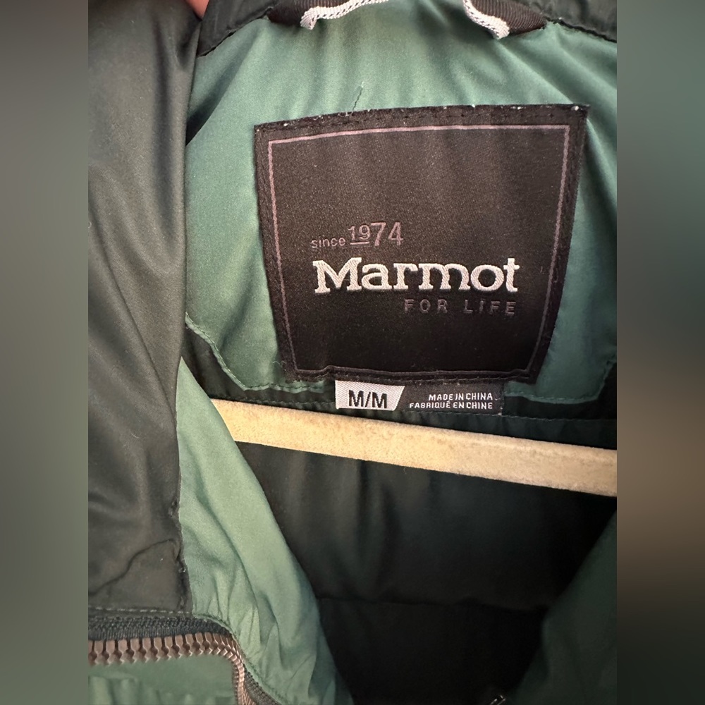 Marmot Forest Green Puffer Vest with Hood - Picture 4 of 10